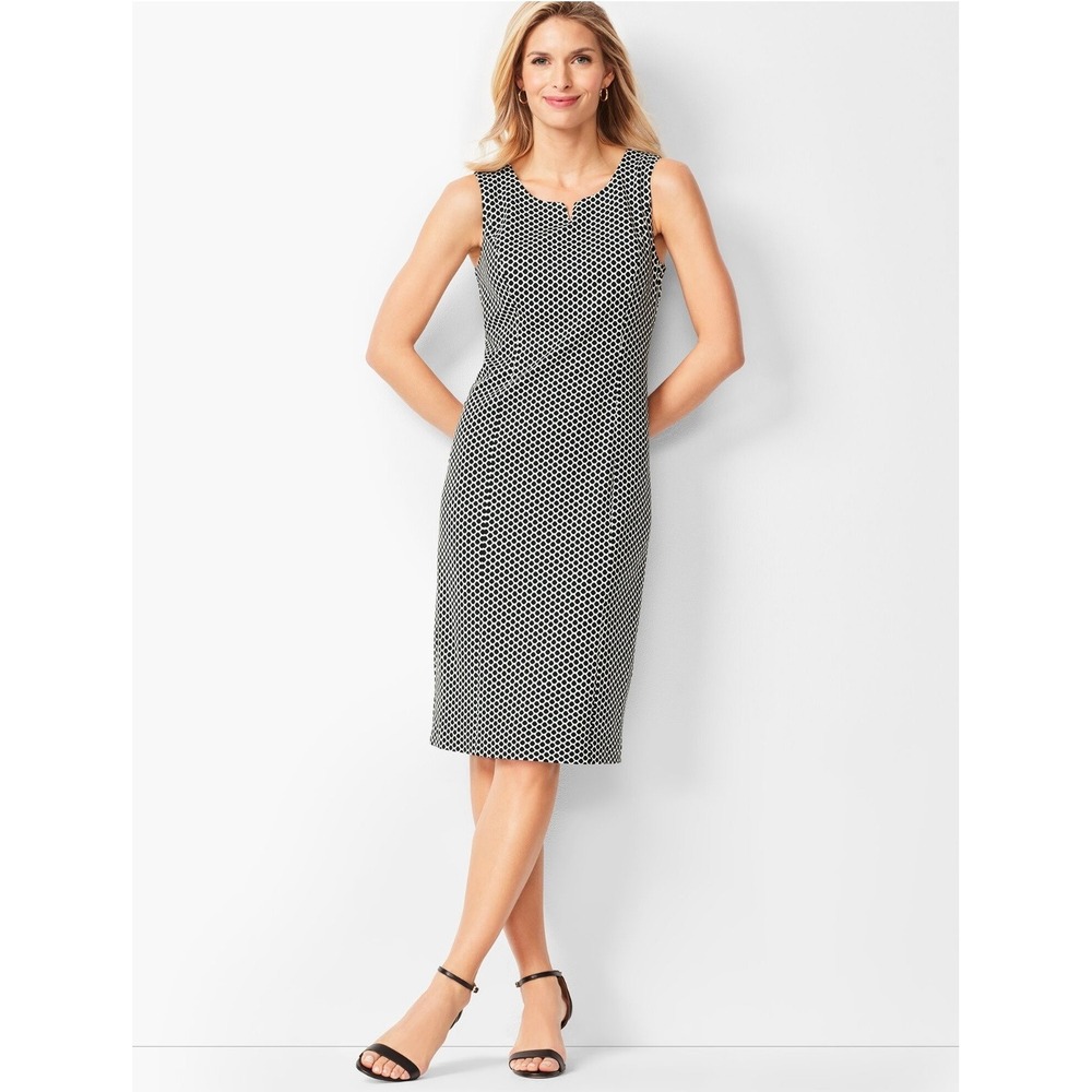Talbots Refined Ponte Knit Black White Honeycomb Sheath Dress NWT Size 10